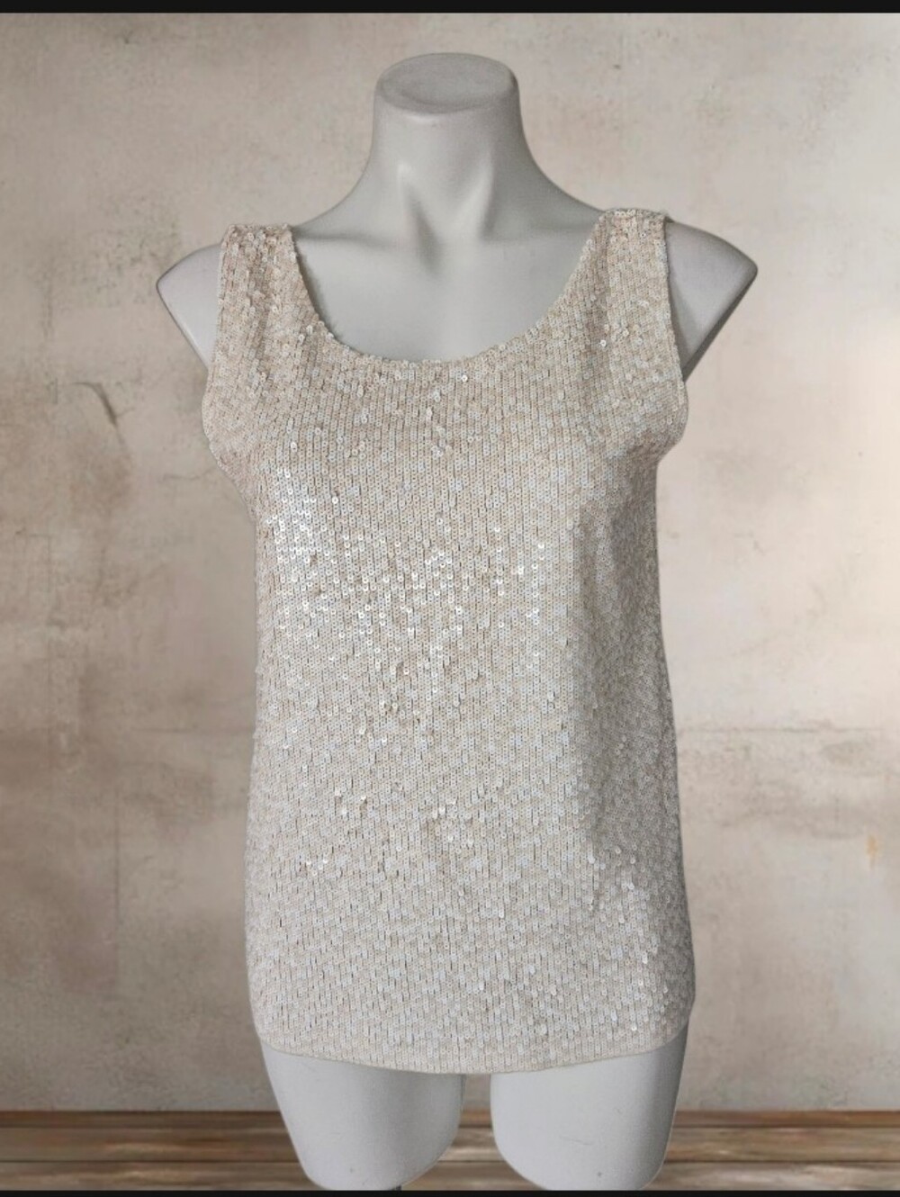 NWT/ J. Crew Sequin Sleeveless Tops Tank Tops  Ivory Cotton M
